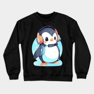 Cool Penguin With Headphones Crewneck Sweatshirt